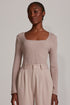 BLUSA DECOTE QUADRADO TRICÔ BEGE